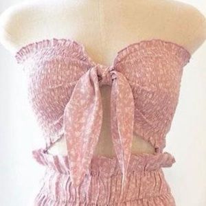 Skylar + Madison Leaf Print Tube Bandeau Crop Top